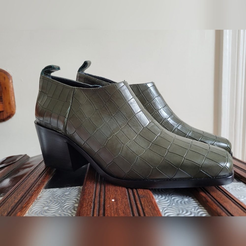 M. Gemi Green The Martina Green Croc-Embossed Boots